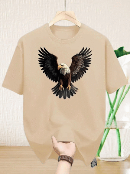 ELBATROSS Men Polyester Regular Fit Printed T-Shirt ( Beige )