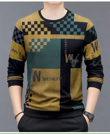 FABRIPPLE Polyester Regular Fit Printed Full Sleeves Men's Round T-Shirt - Yellow ( Pack of 1 )