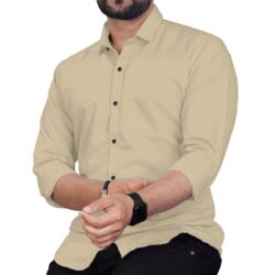 Apektra Cotton Blend Slim Fit Solids Full Sleeves Men's Casual Shirt - Beige ( Pack of 1 )