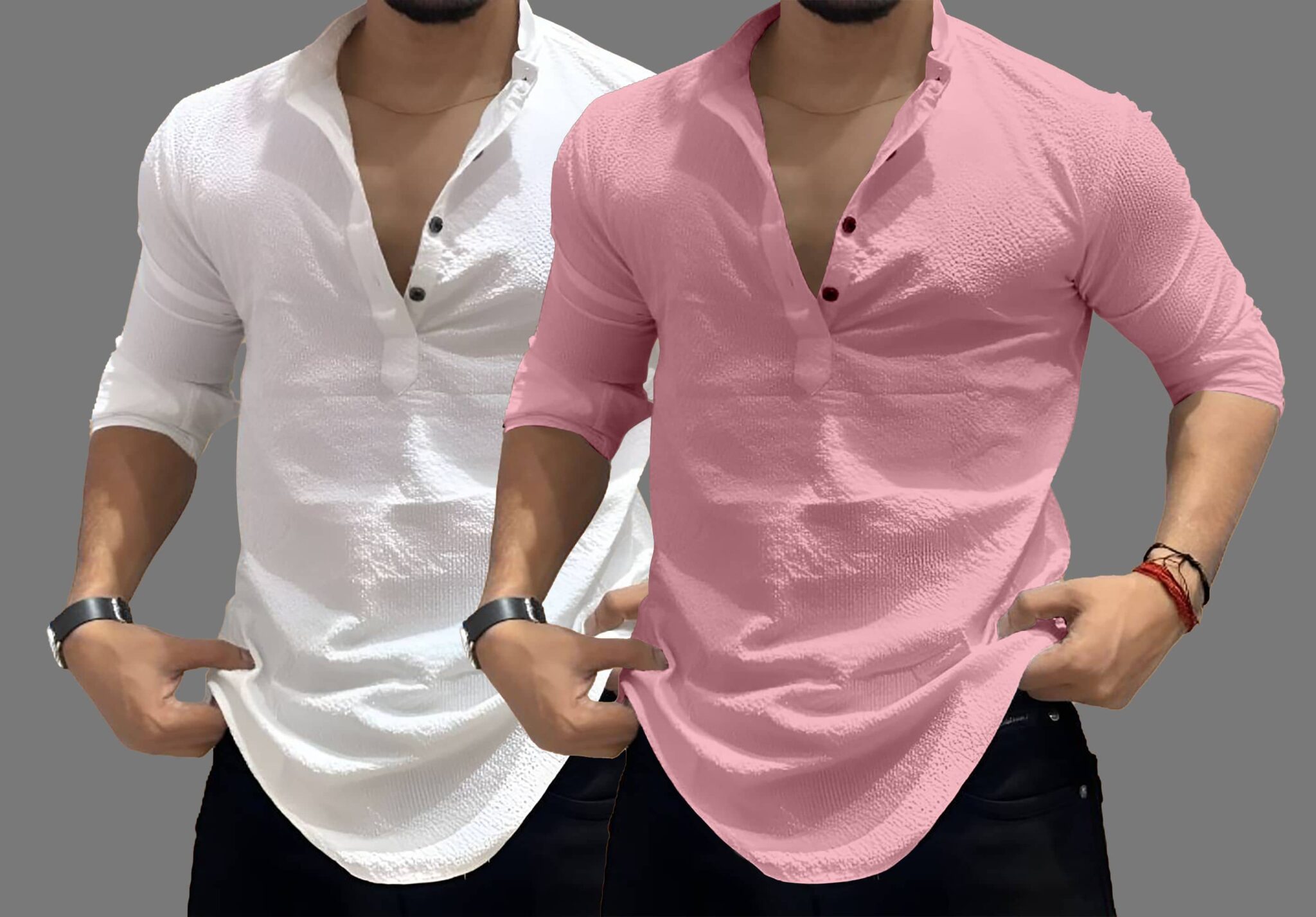 COMBRAIDED Cotton Blend Regular Fit Self Design Full Sleeves Men's Casual Shirt - Multicolor 12 ( Pack of 2 )