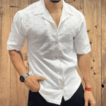 DEARISE Cotton Blend Regular Fit Self Design Half Sleeves Men's Casual Shirt - White ( Pack of 1 )