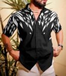 FABDECK Lycra Regular Fit Printed Half Sleeves Men's Casual Shirt - Black ( Pack of 1 )
