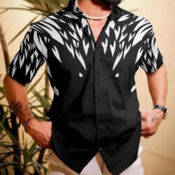 FABDECK Lycra Regular Fit Printed Half Sleeves Men's Casual Shirt - Black ( Pack of 1 )