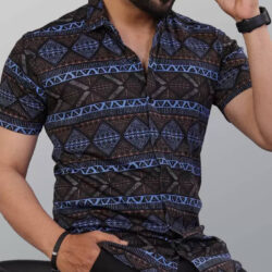 FABRIPPLE Polyester Regular Fit Printed Half Sleeves Men's Casual Shirt - Black ( Pack of 1 )