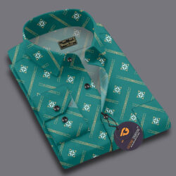 glusic trends Cotton Blend Regular Fit Printed Full Sleeves Men's Casual Shirt - Green ( Pack of 1 )