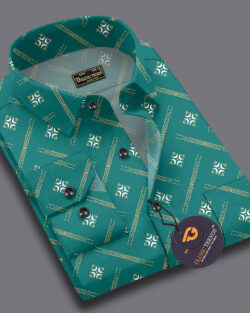 glusic trends Cotton Blend Regular Fit Printed Full Sleeves Men's Casual Shirt - Green ( Pack of 1 )