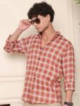 IQIVLI Cotton Blend Regular Fit Checks Full Sleeves Men's Casual Shirt - Orange ( Pack of 1 )
