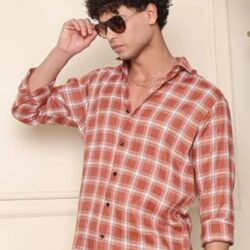 IQIVLI Cotton Blend Regular Fit Checks Full Sleeves Men's Casual Shirt - Orange ( Pack of 1 )