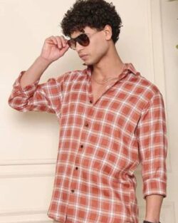 IQIVLI Cotton Blend Regular Fit Checks Full Sleeves Men's Casual Shirt - Orange ( Pack of 1 )