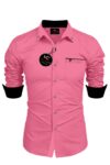 JENY FASHION Cotton Blend Regular Fit Solids Full Sleeves Men's Casual Shirt - Pink ( Pack of 1 )