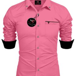 JENY FASHION Cotton Blend Regular Fit Solids Full Sleeves Men's Casual Shirt - Pink ( Pack of 1 )
