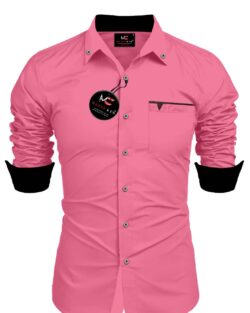 JENY FASHION Cotton Blend Regular Fit Solids Full Sleeves Men's Casual Shirt - Pink ( Pack of 1 )