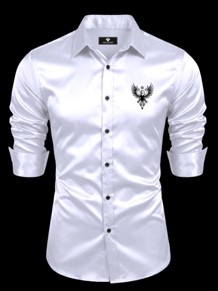 JENY FASHION Satin Regular Fit Printed Full Sleeves Men's Casual Shirt - White ( Pack of 1 )