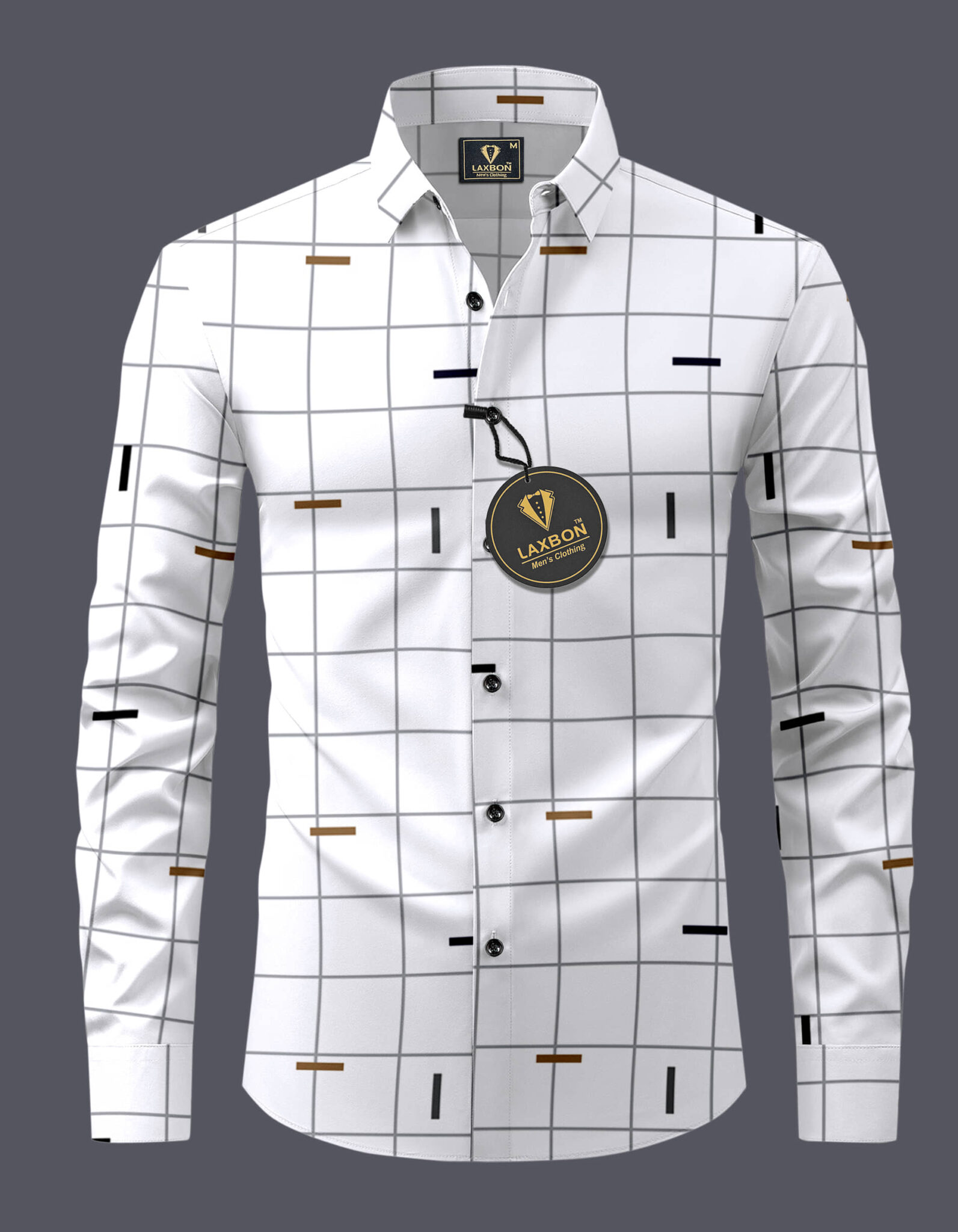 LAXBON 100% Cotton Regular Fit Checks Full Sleeves Men's Casual Shirt - White ( Pack of 1 )