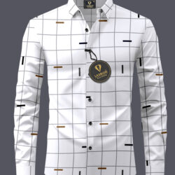 LAXBON 100% Cotton Regular Fit Checks Full Sleeves Men's Casual Shirt - White ( Pack of 1 )