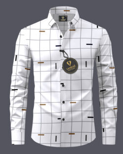 LAXBON 100% Cotton Regular Fit Checks Full Sleeves Men's Casual Shirt - White ( Pack of 1 )