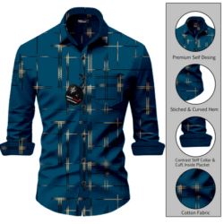 MAN'S SUITUP Cotton Blend Regular Fit Printed Full Sleeves Men's Casual Shirt - Teal ( Pack of 1 )