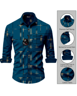 MAN'S SUITUP Cotton Blend Regular Fit Printed Full Sleeves Men's Casual Shirt - Teal ( Pack of 1 )