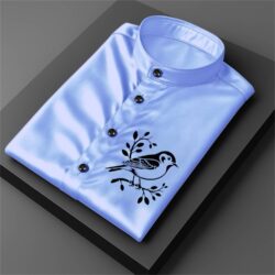 MAN'S SUITUP Satin Regular Fit Printed Full Sleeves Men's Casual Shirt - Blue ( Pack of 1 )