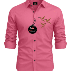 Menss & co 100% Cotton Regular Fit Embroidered Full Sleeves Men's Casual Shirt - Pink ( Pack of 1 )