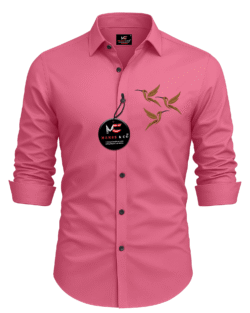 Menss & co 100% Cotton Regular Fit Embroidered Full Sleeves Men's Casual Shirt - Pink ( Pack of 1 )
