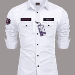 Nexra Creation Cotton Blend Regular Fit Solids Full Sleeves Men's Casual Shirt - White ( Pack of 1 )