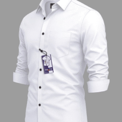 Nexra Creation Cotton Blend Regular Fit Solids Full Sleeves Men's Casual Shirt - White ( Pack of 1 )