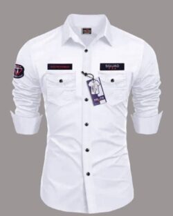 Nexra Creation Cotton Blend Regular Fit Solids Full Sleeves Men's Casual Shirt - White ( Pack of 1 )