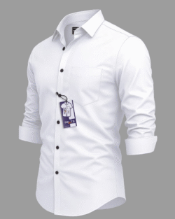 Nexra Creation Cotton Blend Regular Fit Solids Full Sleeves Men's Casual Shirt - White ( Pack of 1 )