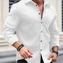 VELLOSTA Poly Cotton Regular Fit Checks Full Sleeves Men's Casual Shirt - White ( Pack of 1 )