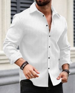 VELLOSTA Poly Cotton Regular Fit Checks Full Sleeves Men's Casual Shirt - White ( Pack of 1 )