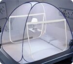 AETRIUS Foldable King Size Mosquito Net | Double Bed Machardani | Durable 30 GSM Polyester Fabric Net Double2 Bed (Dark Blue) 8