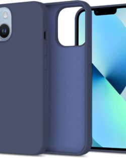 Elzzi® Compatible with iPhone 14 Case, Liquid Silicone Case, Full Body Protective Cover, Shockproof, Slim Phone Case, Anti-Scratch Soft Microfiber Lining, 6.1 inch (Blue)