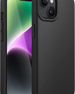 Elzzi® Compatible with iPhone 14 Case, Liquid Silicone Case, Full Body Protective Cover, Shockproof, Slim Phone Case, Anti-Scratch Soft Microfiber Lining, 6.1 inch (Black)