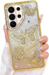 Elzzi Electroplated Butterfly Phone Cover for Samsung S26 Ultra Case, Showcasing Pearlescent Diamond Soft TPU, Camera Protection, Shockproof, Dropresistant Stylish for Girls &...