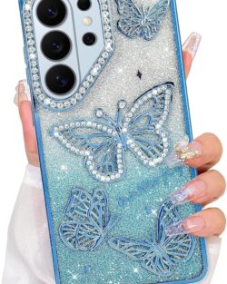 Elzzi Electroplated Butterfly Phone Cover for Samsung S26 Ultra Case, Showcasing Pearlescent Diamond Soft TPU, Camera Protection, Shockproof, Dropresistant Stylish for Girls &...