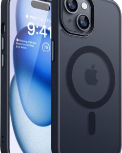 Elzzi Magnetic Cover for iPhone 15 Case [MIL-Grade Drop Tested & Compatible with MagSafe] Translucent Matte TPU + Hard PC Back Cover, Anti-Scratch Shockproof Phone Case (6.1...