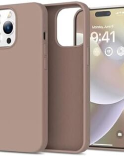 Elzzi® Microfiber Candy Case Compatible for iPhone 14 PRO, Shockproof Slim Back Cover Liquid Silicone Case (Brown)