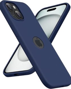 Elzzi Microfiber Logo Cut Cover Compatible for iPhone 15 Case Liquid Silicone Case Non-Slip Full Body 4 Layer Protective Covers Shockproof Back Cover with High Raised Camera...