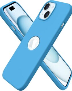 Elzzi Microfiber Logo Cut Cover Compatible for iPhone 15 Case Liquid Silicone Cases Non-Slip Full Body 4 Layer Protective Covers Shockproof Back Cover with High Raised Camera...