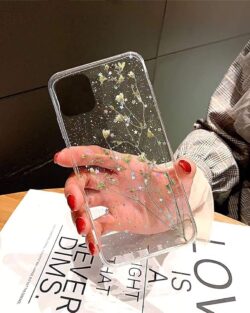 KC Back Cover for Vivo Y16 & Vivo T2x 5G, Love Flower Soft Clear Flexible Floral Dried Pressed Epoxy Real Flowers Girls Dry Fixed Glitter Soft Silicone Case (Transparent)
