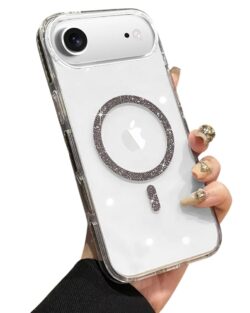 VONZEE Back Cover Case Compatible with iPhone 17 Air 6.6'' Case Glitter Ring Cute Shiny Colorful Bling Case (Compatible with Magsafe) Transparent PC+TPU Glossy Shiny Cover for...