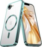 VONZEE® Electroplating Transparent Clear Logo Back Cover TPU Compatible with iPhone 17e/ iPhone 16e Case, Compatible with Magsafe, Full Body & Camera Protection for Each Lens...