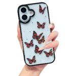 VONZEE Glitter Butterfly Back Cover Case Compatible with iPhone 17, Clear Cute Bling Sparkle Shiny Soft TPU Bumper Shockproof Women Girls Slim Protective Phone Cover for iPhone...
