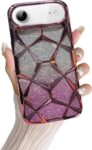 VONZEE Gradient Glitter Back Cover Case Compatible with iPhone 17 Air, Luxury Electroplated 3D Cube, Diamond Bling Shiny Soft TPU Clear Shockproof Women Girls Protective Phone...