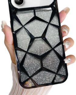 VONZEE Gradient Glitter Back Cover Case Compatible with iPhone 17 Air, Luxury Electroplated 3D Cube, Diamond Bling Shiny Soft TPU Clear Shockproof Women Girls Protective Phone...