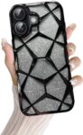 VONZEE Gradient Glitter Back Cover Case Compatible with iPhone 17, Luxury Electroplated 3D Cube, Diamond Bling Shiny Soft TPU Clear Shockproof Women Girls Protective Phone Cover...