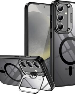 VONZEE PC Compatible For Samsung S24 5G Case, Compatible With Magsafe, Military-Grade Protective Case, Built-In Stash Stand Phone Case, Scratch-Resistant Back Cover, Classic...