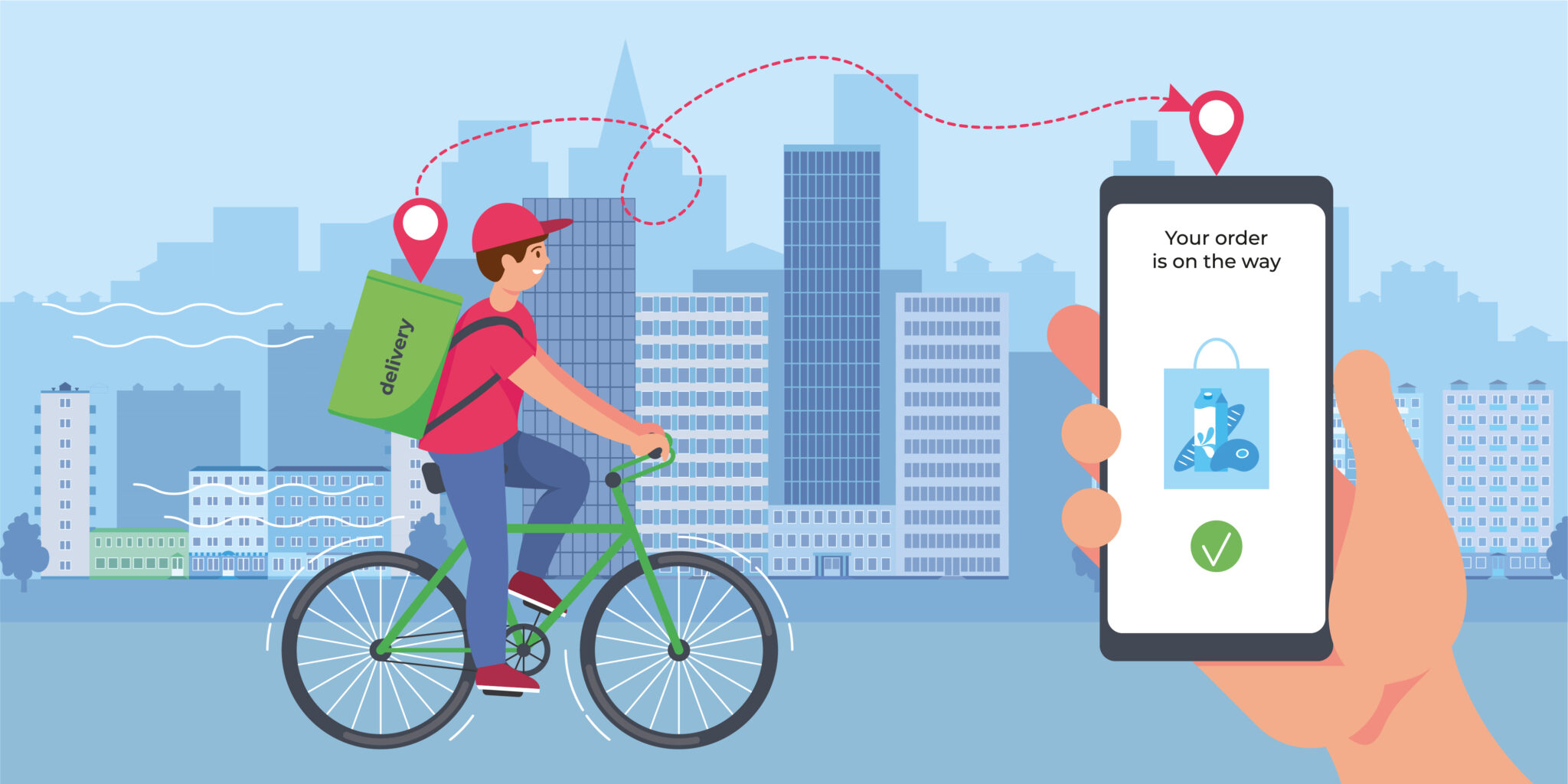 city bike delivery composition