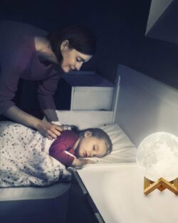 16 Color Changing 3D LED Moon Lamp With Wooden Stand & Remote ( 15 cm )